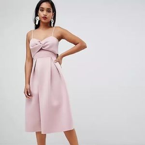 NWT ASOS DESIGN crop top midi prom dress with twist detail